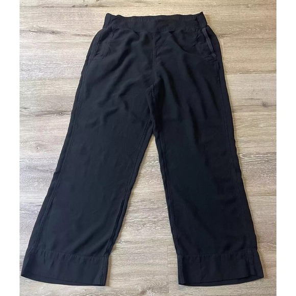 Soft Surroundings Pants - Soft Surroundings Large Black Pull-on Flowy Pant Flat Front Lace Trim Pocket